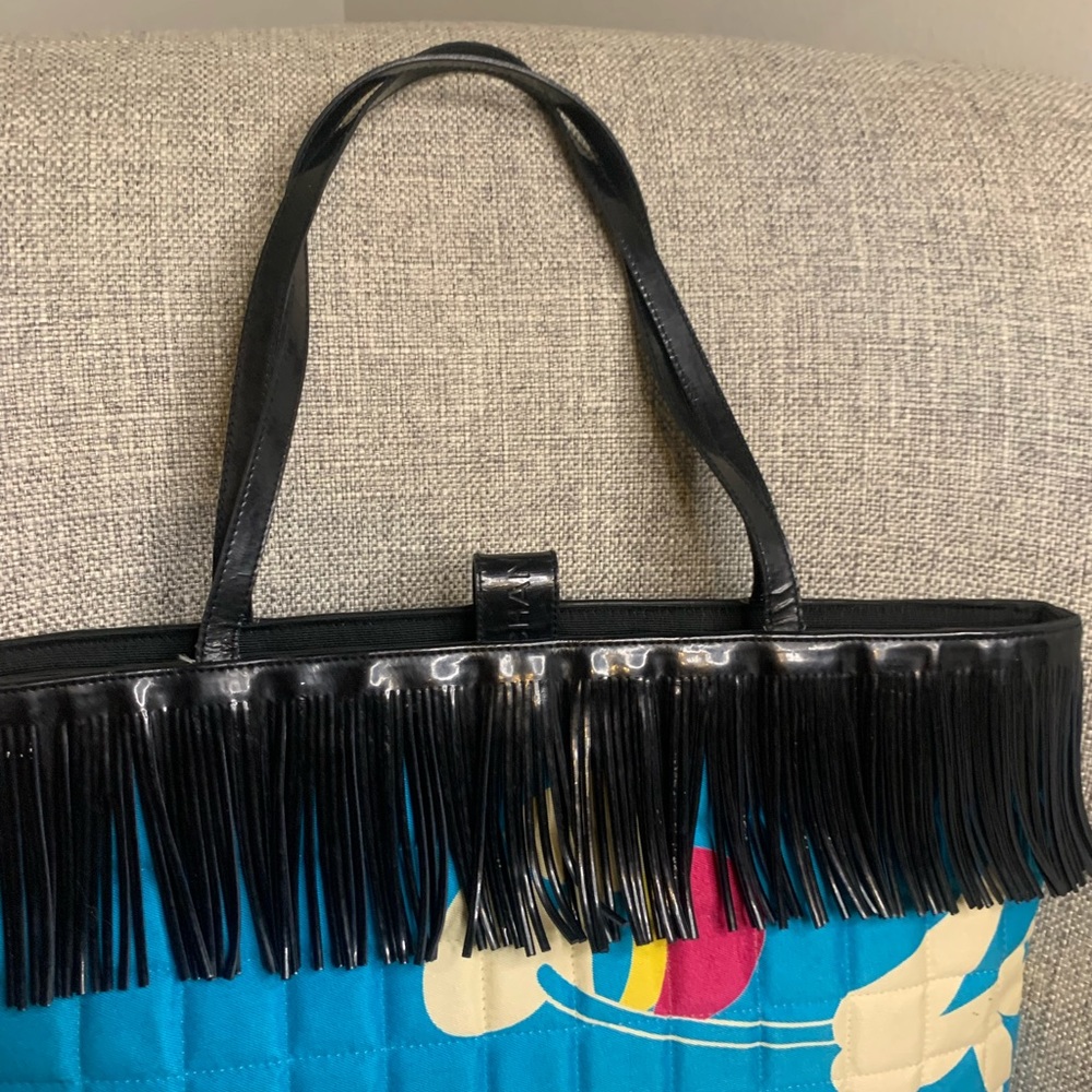 Chanel Hand Bag Light blue Canvas and Enamel Vintage Quilted Fringe Entrupy 1997 - Picture 7 of 17